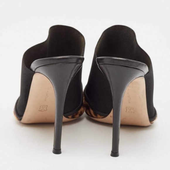 Gianvito Rossi 110mm Alise Leopard Print Black Stiletto Mules Open Peep Toe 40 - Picture 4 of 13